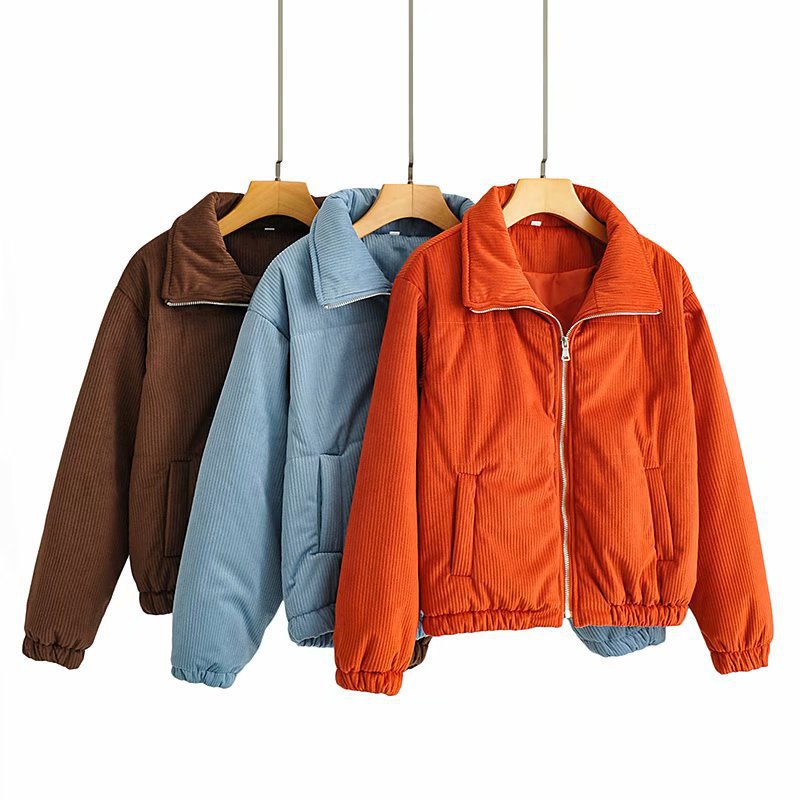 Women's Quilted Corduroy Winter Jacket — High Collar 2