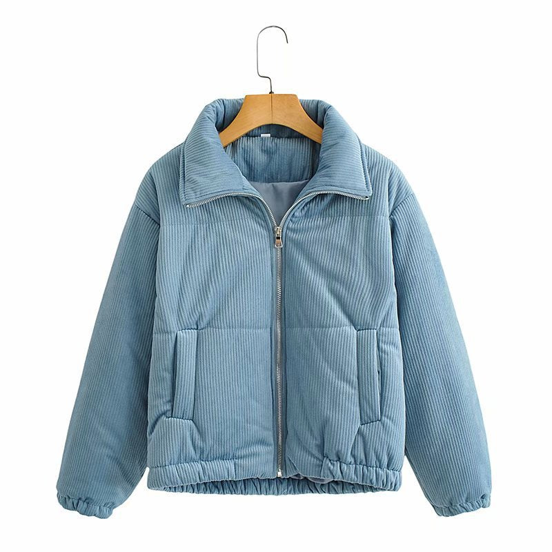 Women's Quilted Corduroy Winter Jacket — High Collar 3