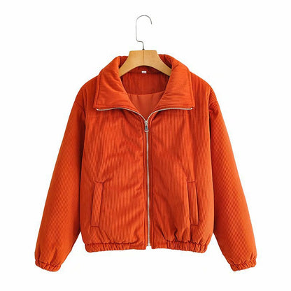 Women's Quilted Corduroy Winter Jacket — High Collar 4