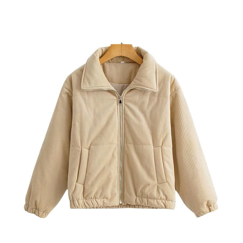 Women's Quilted Corduroy Winter Jacket — High Collar 5