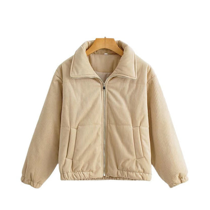Women's Quilted Corduroy Winter Jacket — High Collar 5