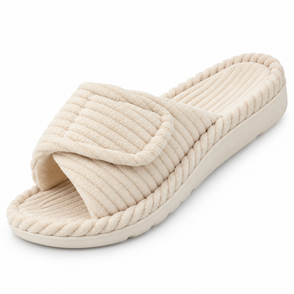 Women's Corduroy Slide Slippers — Padded Cross-Strap Indoor 3