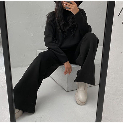 Women's Knit Two-Piece Set — Turtleneck & Wide Leg Trousers 4