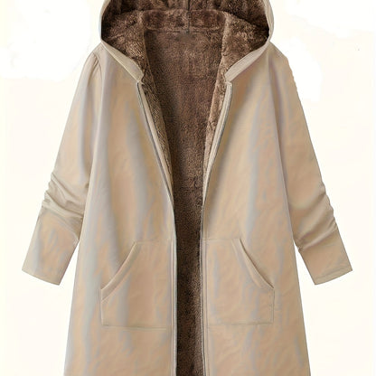 Women's Hooded Longline Coat — Cozy Plush-Lined Winter Coat 1