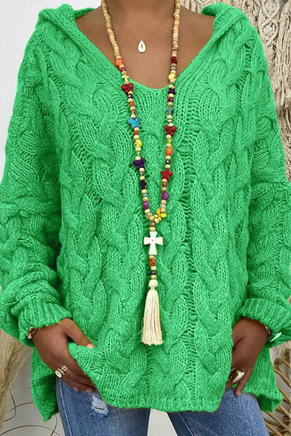 Cable Knit Hooded Pullover Sweater — Oversized Loose Fit 12