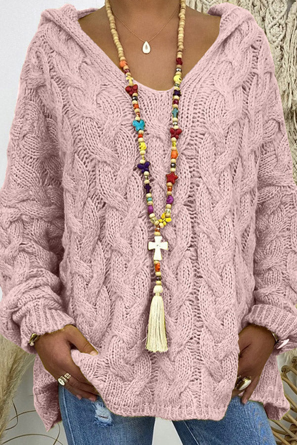 Cable Knit Hooded Pullover Sweater — Oversized Loose Fit 8