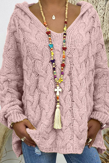 Cable Knit Hooded Pullover Sweater — Oversized Loose Fit 8
