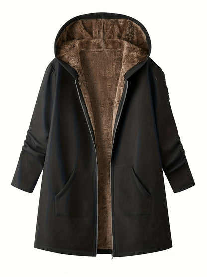 Women's Hooded Longline Coat — Cozy Plush-Lined Winter Coat 16