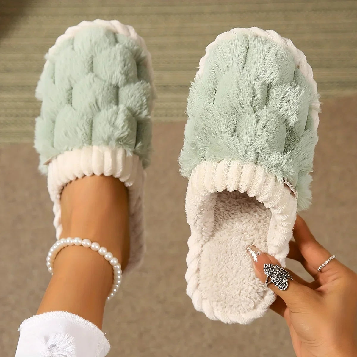 Flauschige Hausschuhe Damen — Warme Plüsch Pantoffeln 5