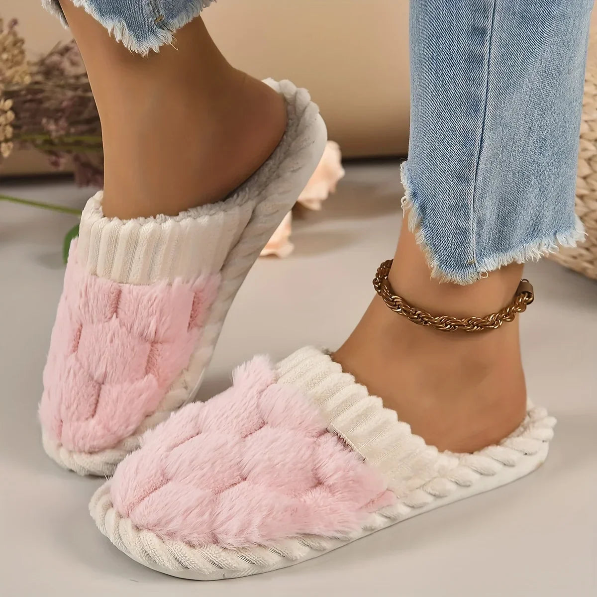 Flauschige Hausschuhe Damen — Warme Plüsch Pantoffeln 6