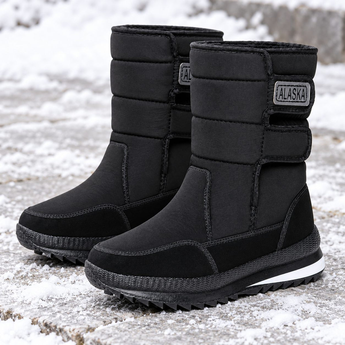 Gefütterte Winterstiefel Damen in Schwarz