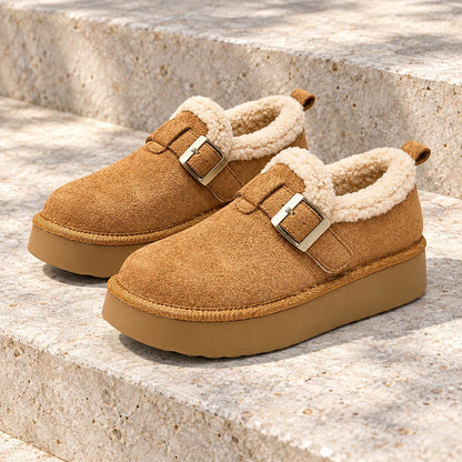 Fleece-Gefütterte Slip-On Mule Sneaker mit Dicker Sohle in Kastanienbraun