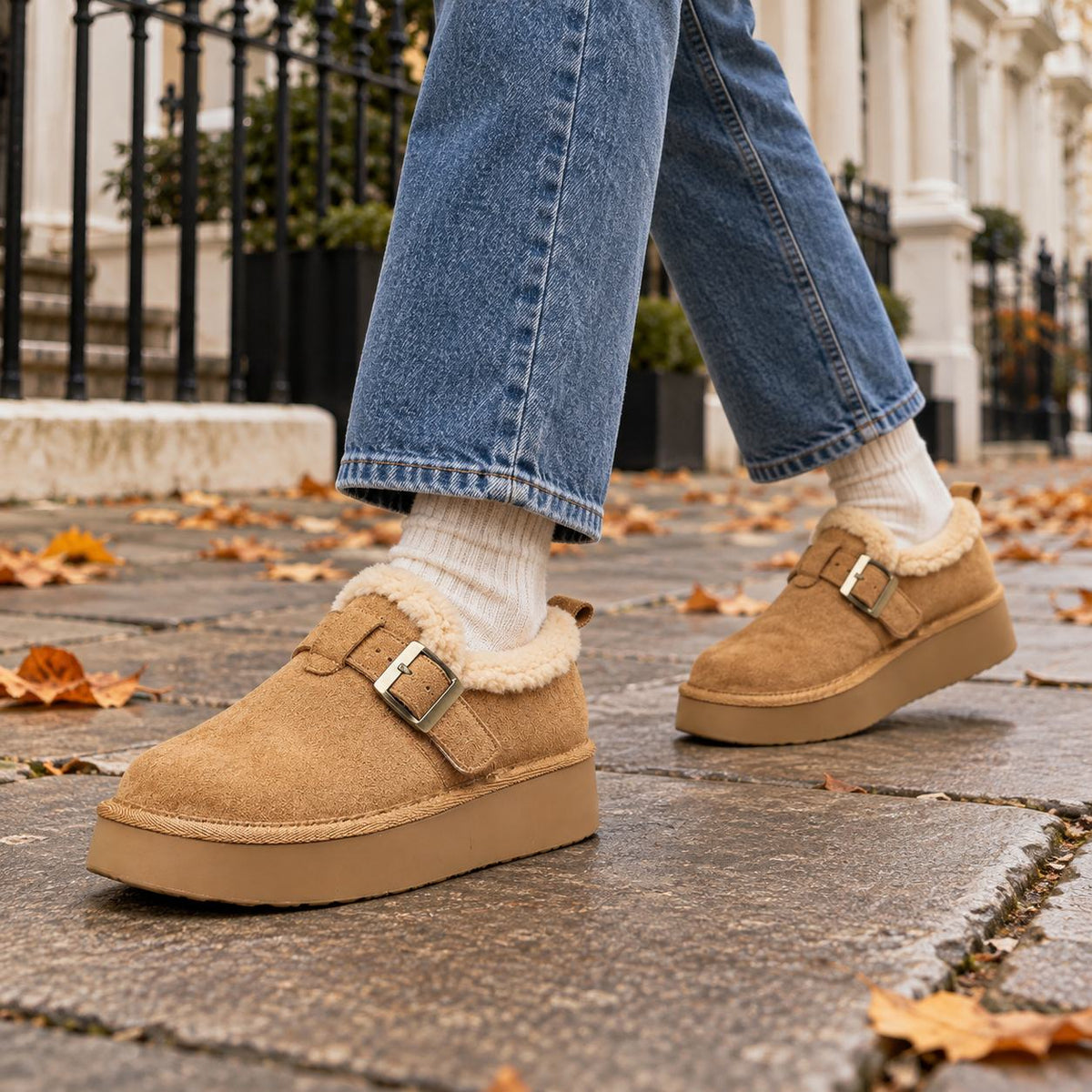 Fleece-Gefütterte Slip-On Mule Sneaker mit Dicker Sohle – Ansicht 2