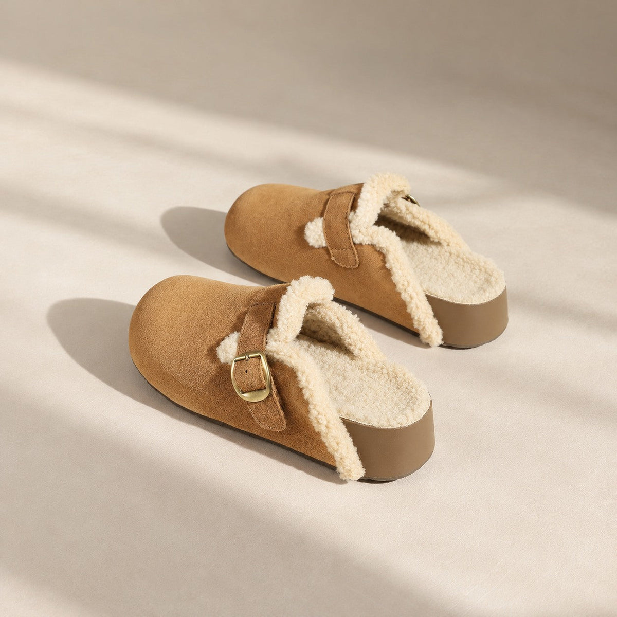 Fleece-Gefütterte Velours-Clog Mules