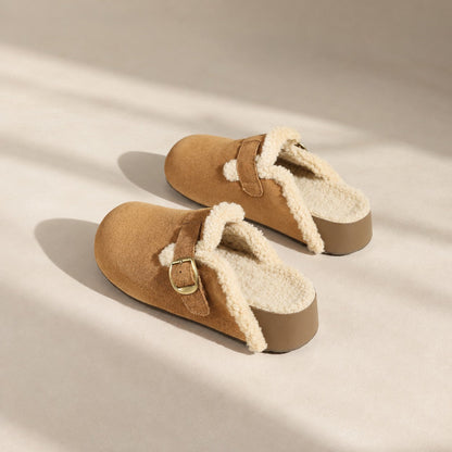 Fleece-Gefütterte Velours-Clog Mules