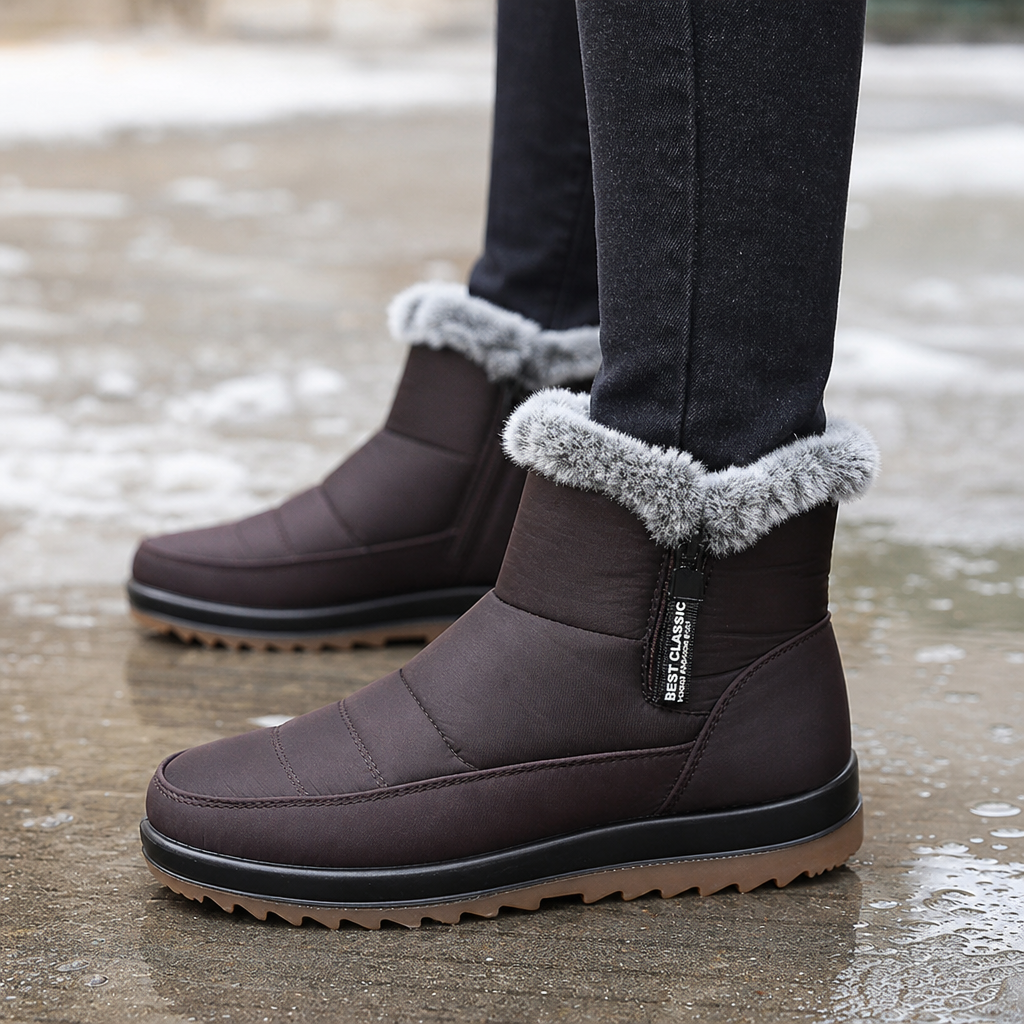Women's Lined Winter Boots Slip-On — Waterproof Faux Fur 1