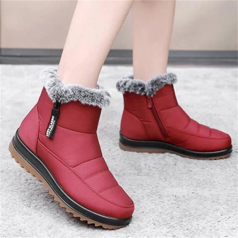 Women's Lined Winter Boots Slip-On — Waterproof Faux Fur 12