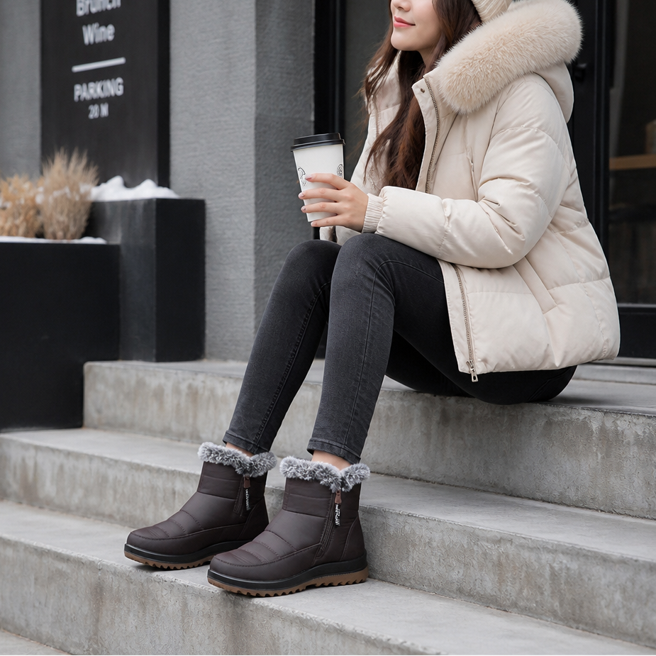Women's Lined Winter Boots Slip-On — Waterproof Faux Fur 6