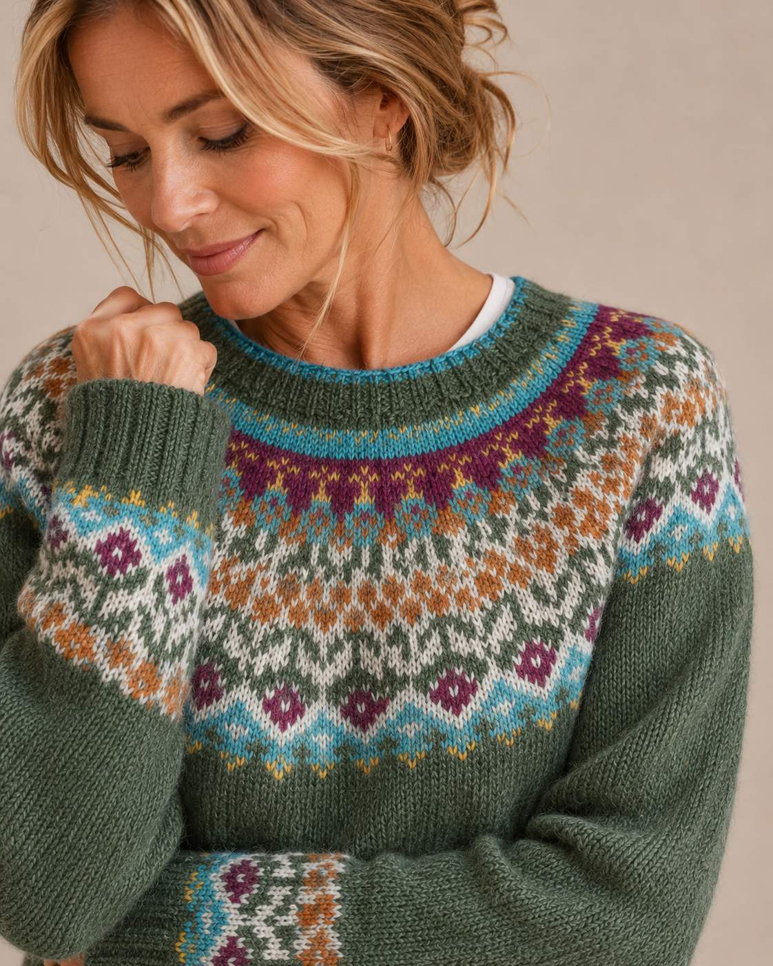 Jackyee – Damen – Norweger-Strick – Bootsausschnitt-Pullover