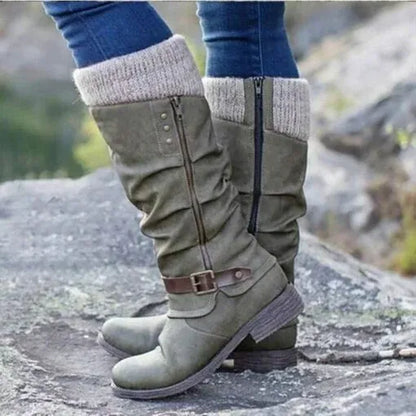 Women's Knee-High Boots with Knit Shaft & Buckle Detail 5