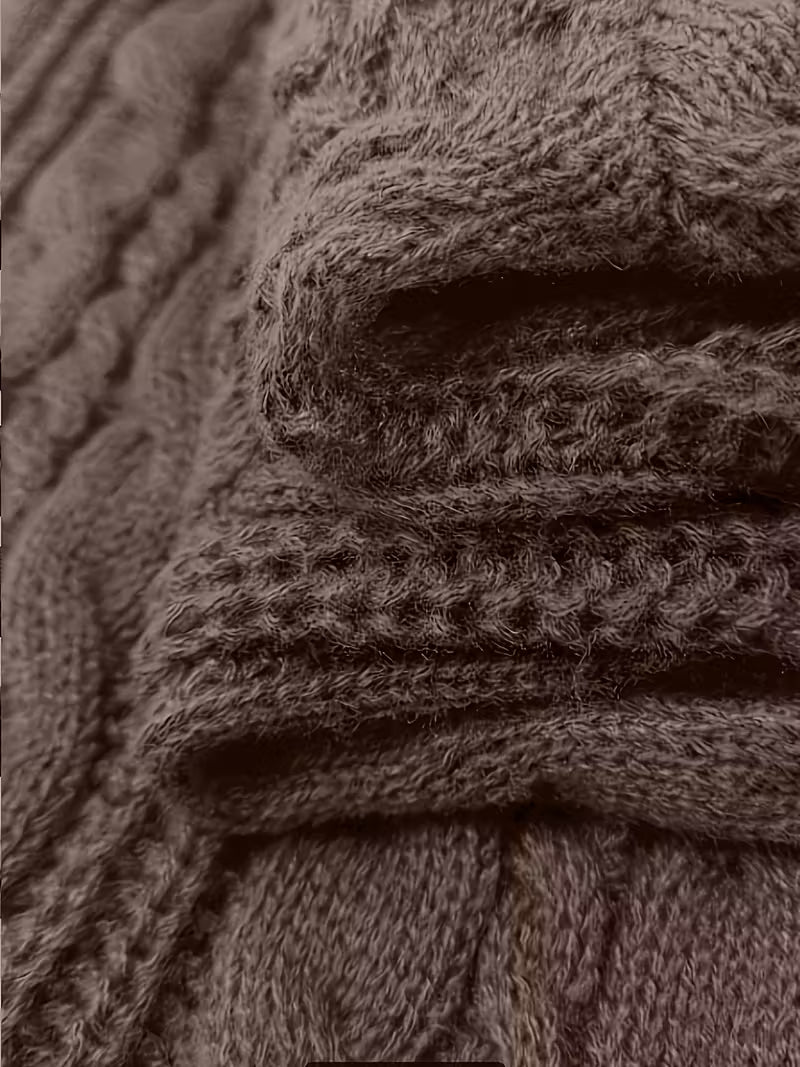 Women's Chunky Knit Hoodie Dress — Cable Knit Pattern 7