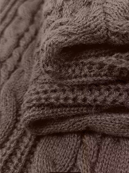 Women's Chunky Knit Hoodie Dress — Cable Knit Pattern 7