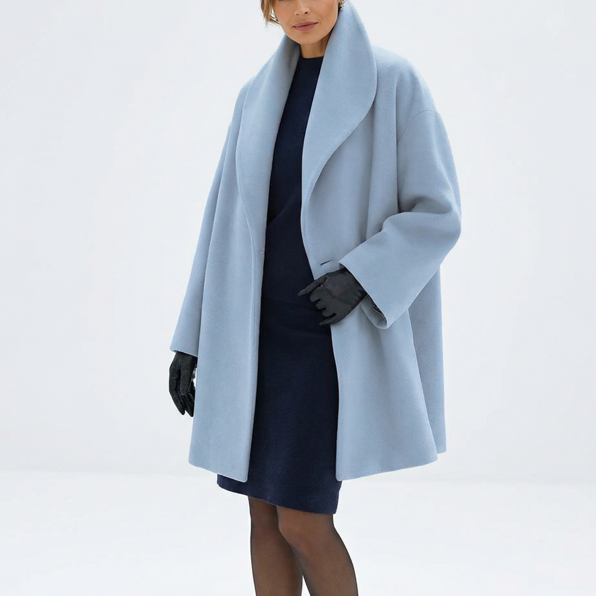 Damen Mantel Oversize — Schalkragen, Knielang, gerader Schnitt 2