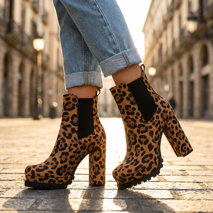 Women's Block Heel Ankle Boots — Faux Suede Lugged Platform 2