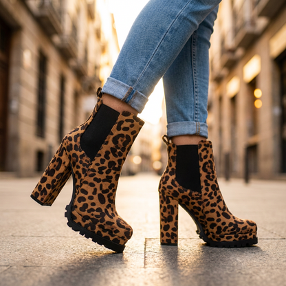 Women's Block Heel Ankle Boots — Faux Suede Lugged Platform 5