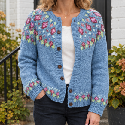 Adrienne Jacquard Cardigan Women — Soft Knit Button-Front 3