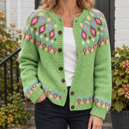 Adrienne Jacquard Cardigan Women — Soft Knit Button-Front 4