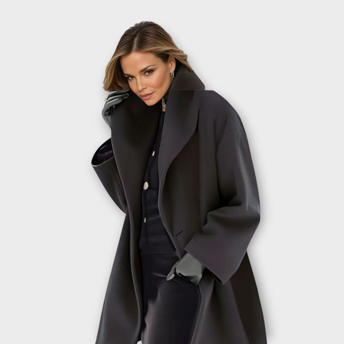 Damen Mantel Oversize — Schalkragen, Knielang, gerader Schnitt 6