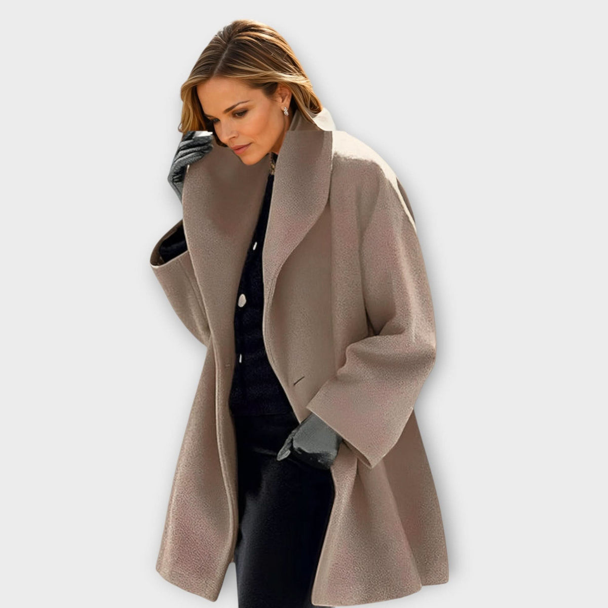 Damen Mantel Oversize — Schalkragen, Knielang, gerader Schnitt 7