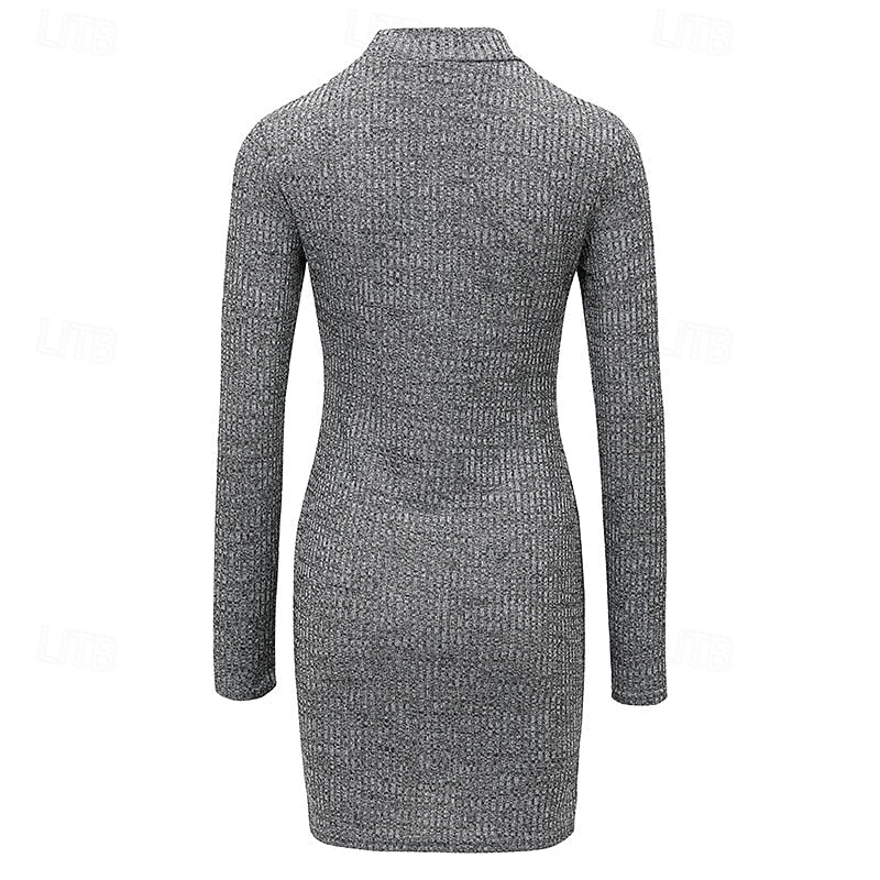 Ribbed Turtleneck Sweater Dress — Long Sleeve Winter 3