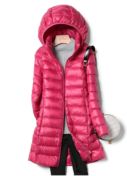 Lange Steppjacke Damen — Leicht mit Kapuze 9