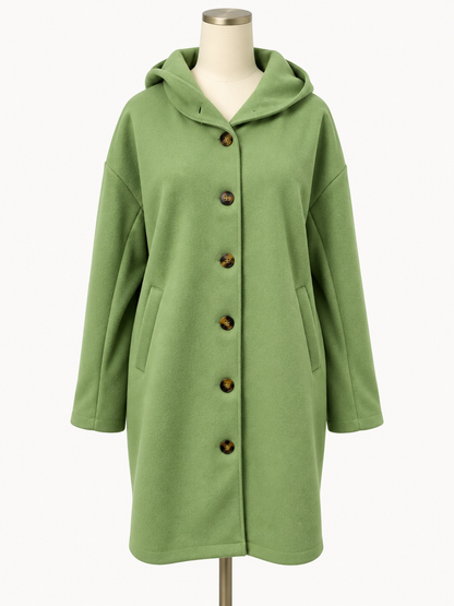 Langer Mantel Damen mit Kapuze & Knopfleiste 8