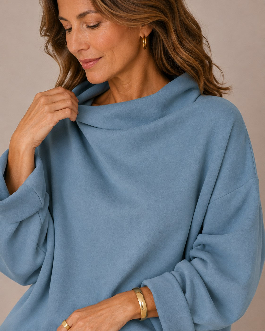 Jackyee – Damen – Rippstrick – Longline Rollkragenpullover