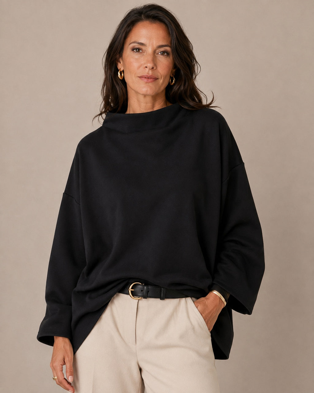 Jackyee – Damen – Rippstrick – Longline Rollkragenpullover
