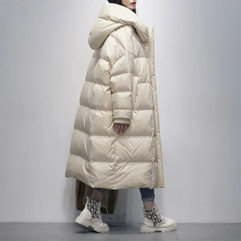 Women's Long Hooded Puffer Coat — Oversized Quilted Winter Jacket 1