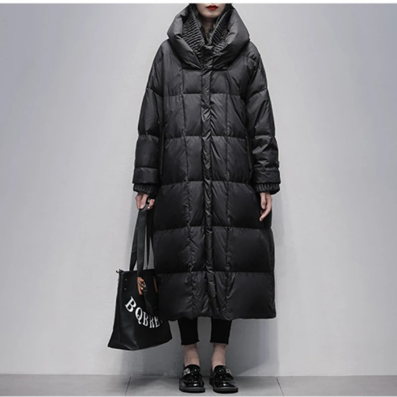 Women's Long Hooded Puffer Coat — Oversized Quilted Winter Jacket 2