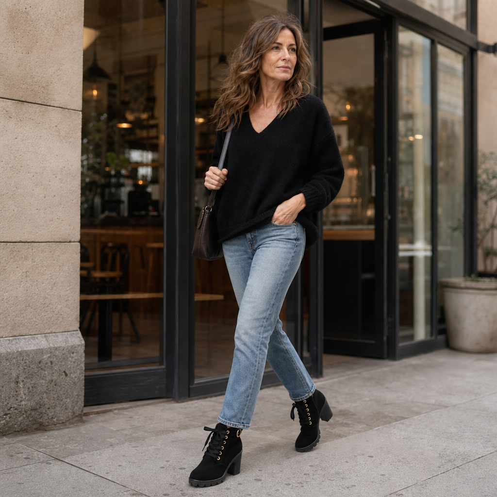 Women's Block Heel Ankle Boots — Lace-Up with Side Zip 3