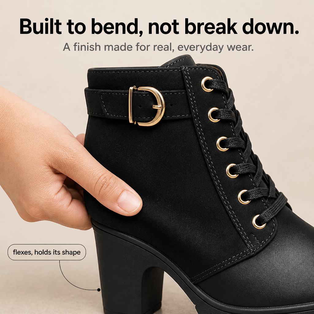 Women's Block Heel Ankle Boots — Lace-Up with Side Zip 7