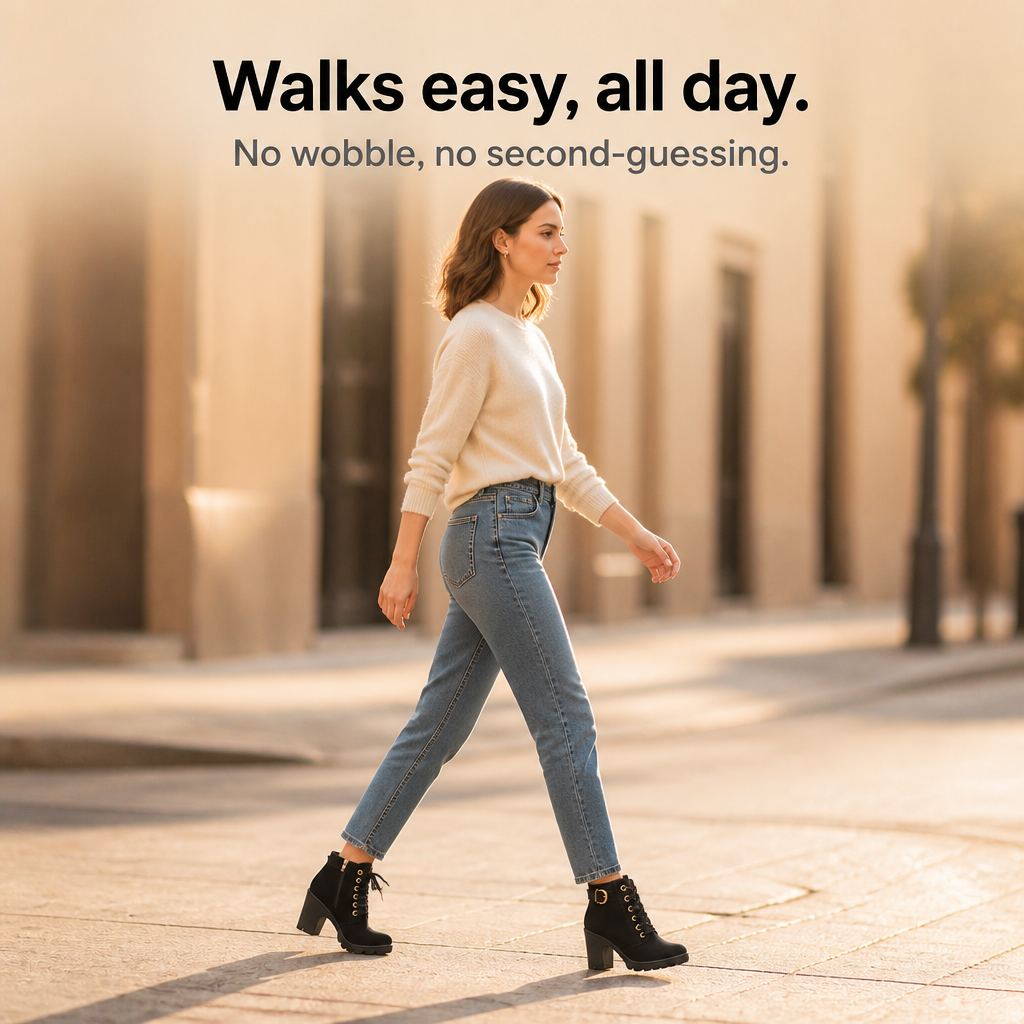 Women's Block Heel Ankle Boots — Lace-Up with Side Zip 8