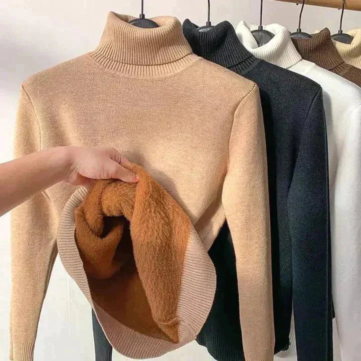 Damen Rollkragenpullover mit Fleece-Innenfutter