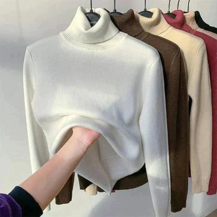 Women's Lined Turtleneck Sweater — Warm Fleece Inner Lining 2