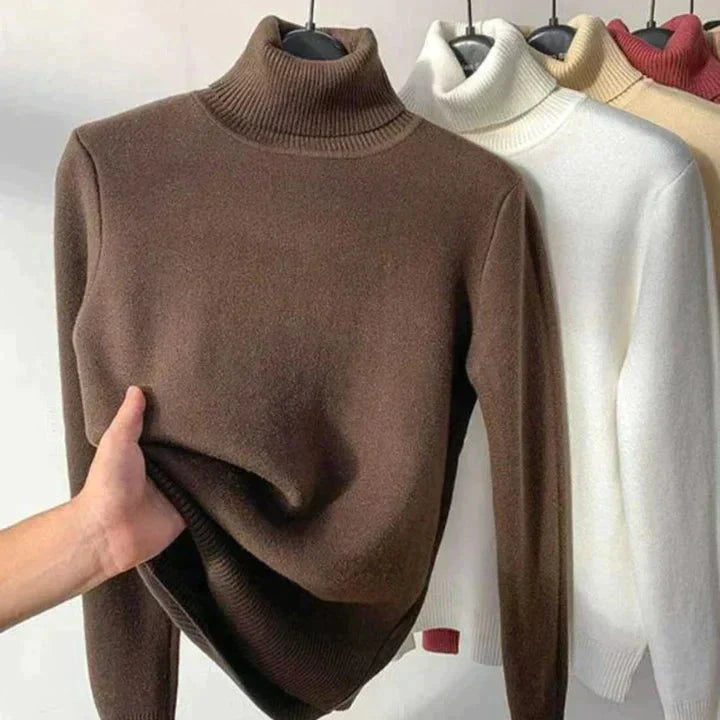 Women's Lined Turtleneck Sweater — Warm Fleece Inner Lining 3