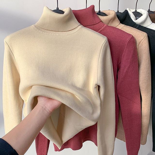 Women's Lined Turtleneck Sweater — Warm Fleece Inner Lining 4