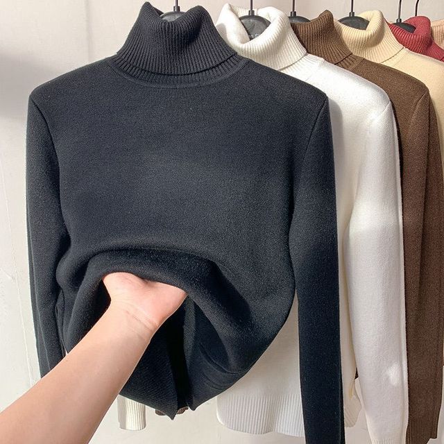 Women's Lined Turtleneck Sweater — Warm Fleece Inner Lining 5