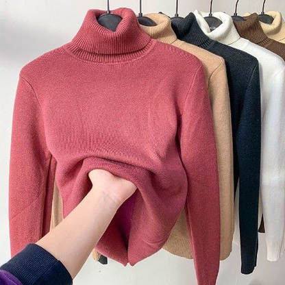 Women's Lined Turtleneck Sweater — Warm Fleece Inner Lining 6