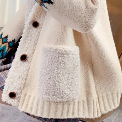 Norweger-Strickjacke Damen mit Kragen — Beige 1